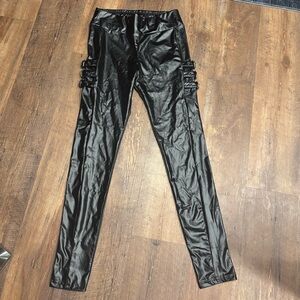 Killstar Black Leggings with Buckle Detail